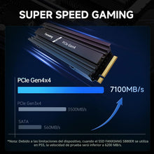 Fanxiang SSD 2TB Pcie 4.0 Nvme M.2 2280-7100 Mb/S De Lectura, 5300 Mb/S De Escritura - Disco Duro SSD Interno Con Disipador Compatible Con PS5, Ordenador Escritorio Y Portátiles